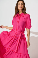 Pink Maxi Dress with Piping Detail